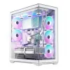 PC Full-Tower-behuizing MODECOM Volcano SPACE XL ARGB FULL TOWER 5F wit — ATX, gehard glas, ARGB, USB-C