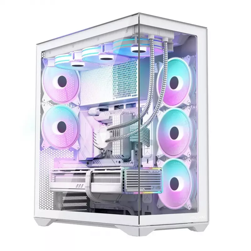 PC Full-Tower-behuizing MODECOM Volcano SPACE XL ARGB FULL TOWER 5F wit — ATX, gehard glas, ARGB, USB-C
