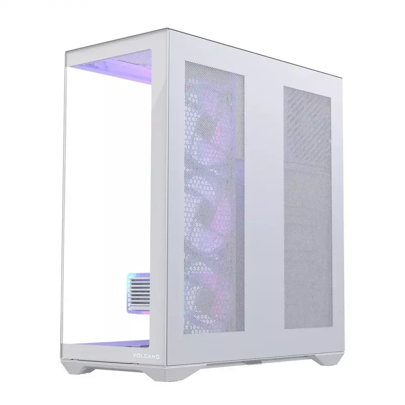 PC Full-Tower-behuizing MODECOM Volcano SPACE XL ARGB FULL TOWER 5F wit — ATX, gehard glas, ARGB, USB-C