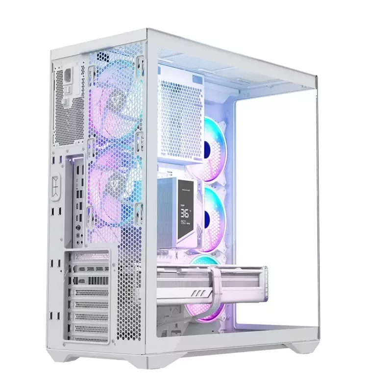 PC Full-Tower-behuizing MODECOM Volcano SPACE XL ARGB FULL TOWER 5F wit — ATX, gehard glas, ARGB, USB-C