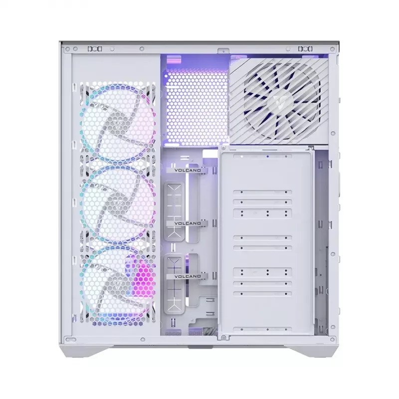 PC Full-Tower-behuizing MODECOM Volcano SPACE XL ARGB FULL TOWER 5F wit — ATX, gehard glas, ARGB, USB-C
