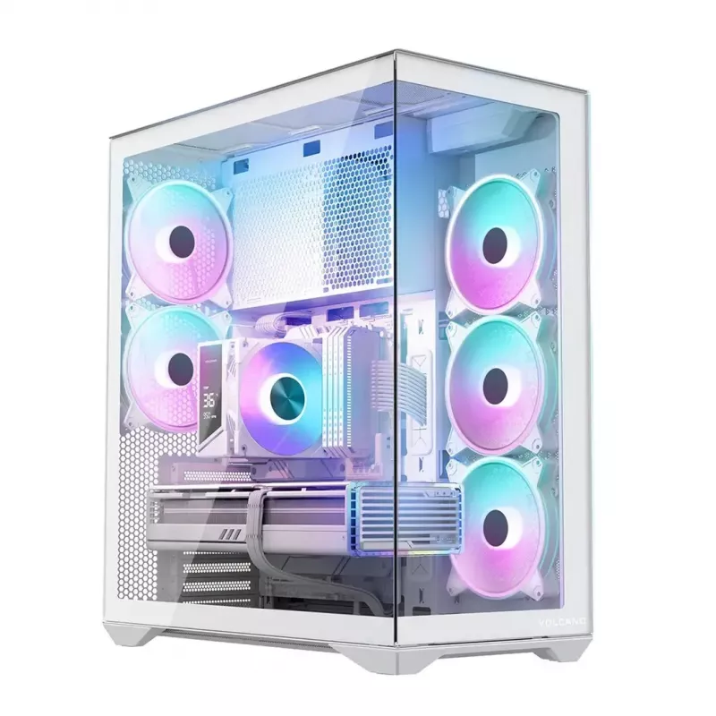PC Full-Tower-behuizing MODECOM Volcano SPACE XL ARGB FULL TOWER 5F wit — ATX, gehard glas, ARGB, USB-C