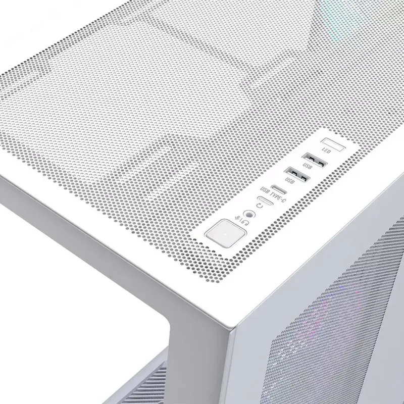 PC Full-Tower-behuizing MODECOM Volcano SPACE XL ARGB FULL TOWER 5F wit — ATX, gehard glas, ARGB, USB-C