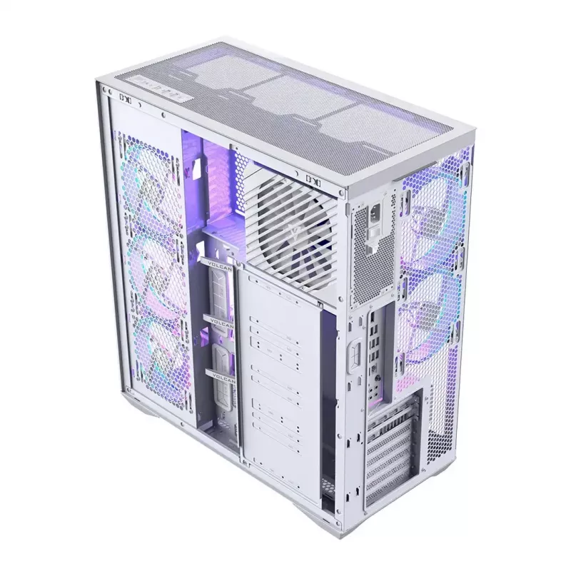 PC Full-Tower-behuizing MODECOM Volcano SPACE XL ARGB FULL TOWER 5F wit — ATX, gehard glas, ARGB, USB-C