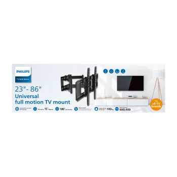 Philips SQM9640/00 universele tv-wandbeugel, 23-86 inch, 55 kg, zwart