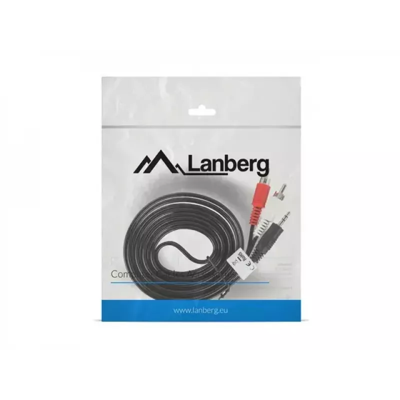 Audiokabel Lanberg CA-MJRC-10CC-0020-BK 3,5 mm RCA 2 m zwart rood wit