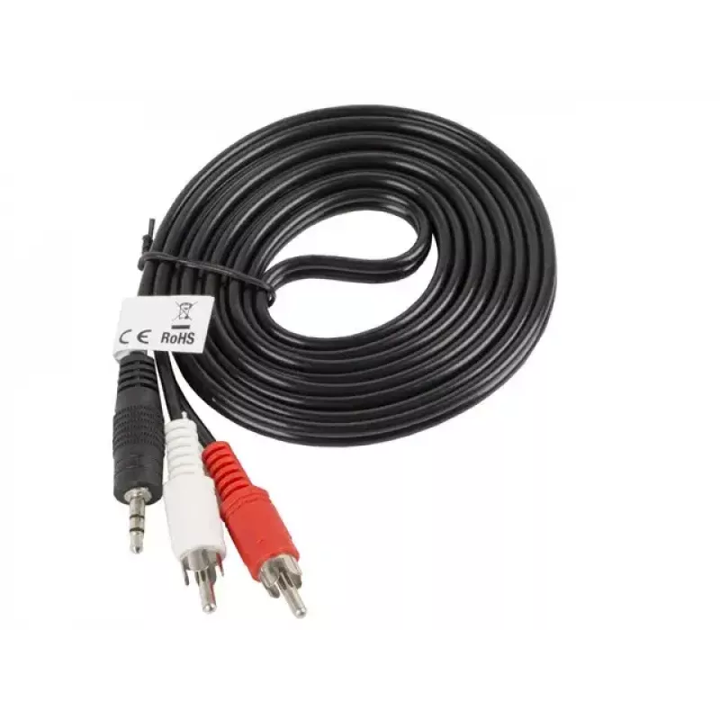 Audiokabel Lanberg CA-MJRC-10CC-0020-BK 3,5 mm RCA 2 m zwart rood wit