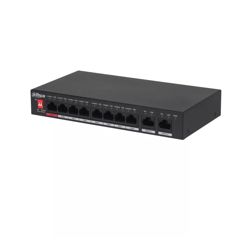 Dahua Technology PoE PFS3010-8ET-96-V2 netwerkswitch unmanaged Gigabit Ethernet (10/100/1000) Power over Ethernet (PoE) zwart