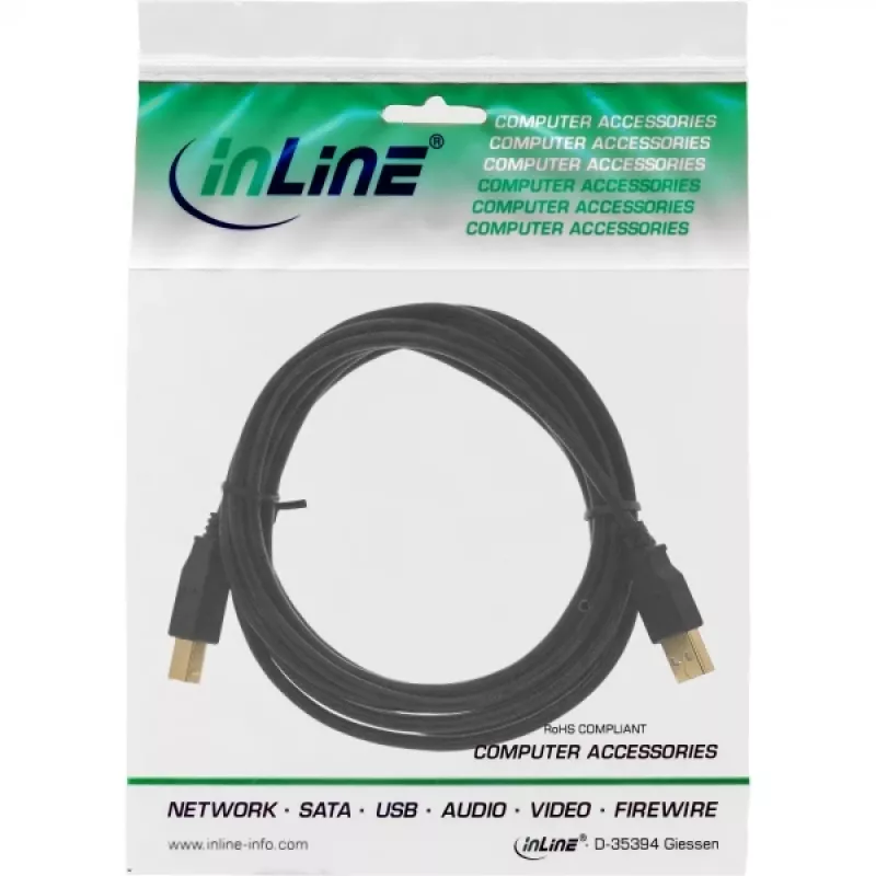 USB 2.0 verlengkabel Type-A stekker/bus InLine 34605B zwart 5m