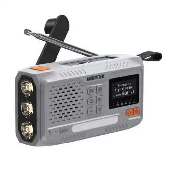 Draagbare slingerradio Marmitek RESQ 100 — DAB/DAB+/FM, 3 W, LCD, USB-C, 3,5-mm-aansluiting, lichtgrijs