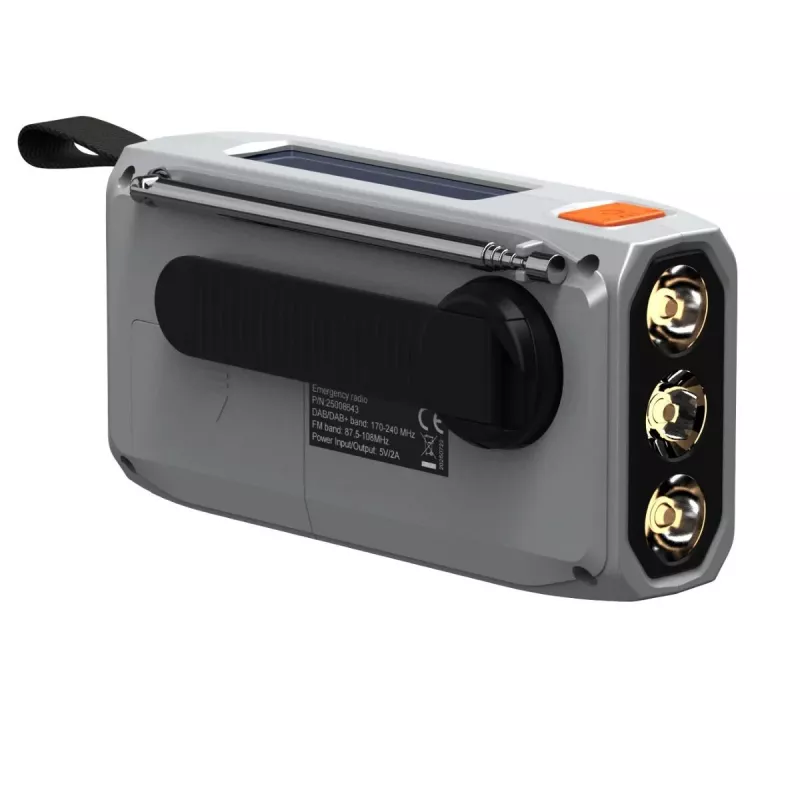 Draagbare slingerradio Marmitek RESQ 100 — DAB/DAB+/FM, 3 W, LCD, USB-C, 3,5-mm-aansluiting, lichtgrijs