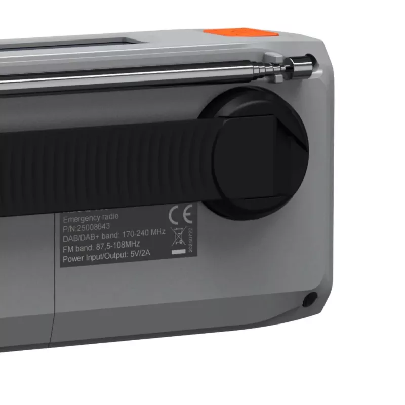 Draagbare slingerradio Marmitek RESQ 100 — DAB/DAB+/FM, 3 W, LCD, USB-C, 3,5-mm-aansluiting, lichtgrijs