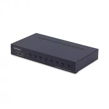 StarTech.com 8-poorts HDMI KVM-switch met 1U-rackmountkit, 4K 60Hz HDMI 2.0, knop- en hotkey-omschakeling, 4-poorts USB-hub, besturingssysteemonafhankelijk, TAA-conform