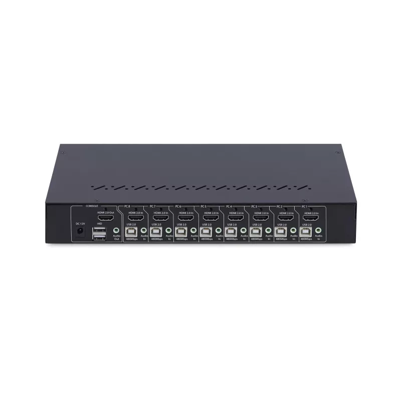 StarTech.com 8-poorts HDMI KVM-switch met 1U-rackmountkit, 4K 60Hz HDMI 2.0, knop- en hotkey-omschakeling, 4-poorts USB-hub, besturingssysteemonafhankelijk, TAA-conform