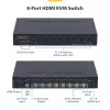 StarTech.com 8-poorts HDMI KVM-switch met 1U-rackmountkit, 4K 60Hz HDMI 2.0, knop- en hotkey-omschakeling, 4-poorts USB-hub, besturingssysteemonafhankelijk, TAA-conform