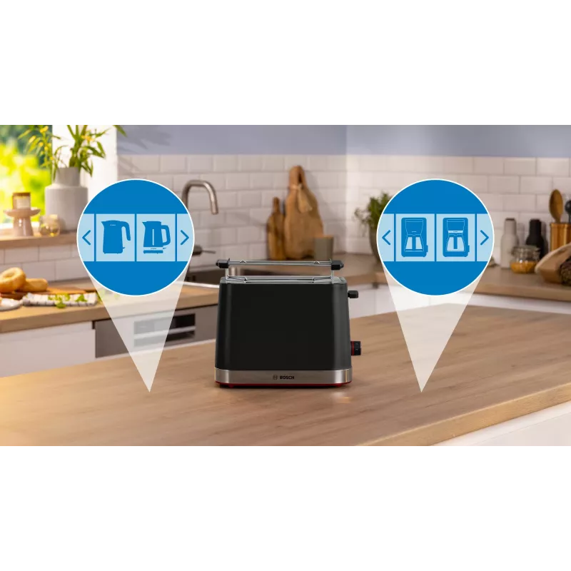 Bosch TAT4M223 toaster 4 2 sneetjes 950 W zwart, roestvrij staal