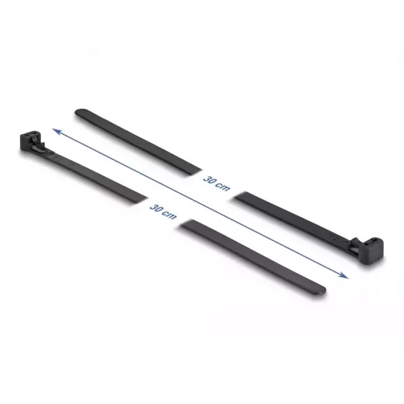 DeLOCK herbruikbare hittebestendige kabelbinders, 300 x 7,6 mm, zwart, 100 stuks