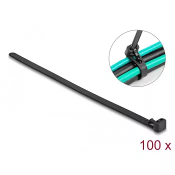 DeLOCK herbruikbare hittebestendige kabelbinders, 300 x 7,6 mm, zwart, 100 stuks