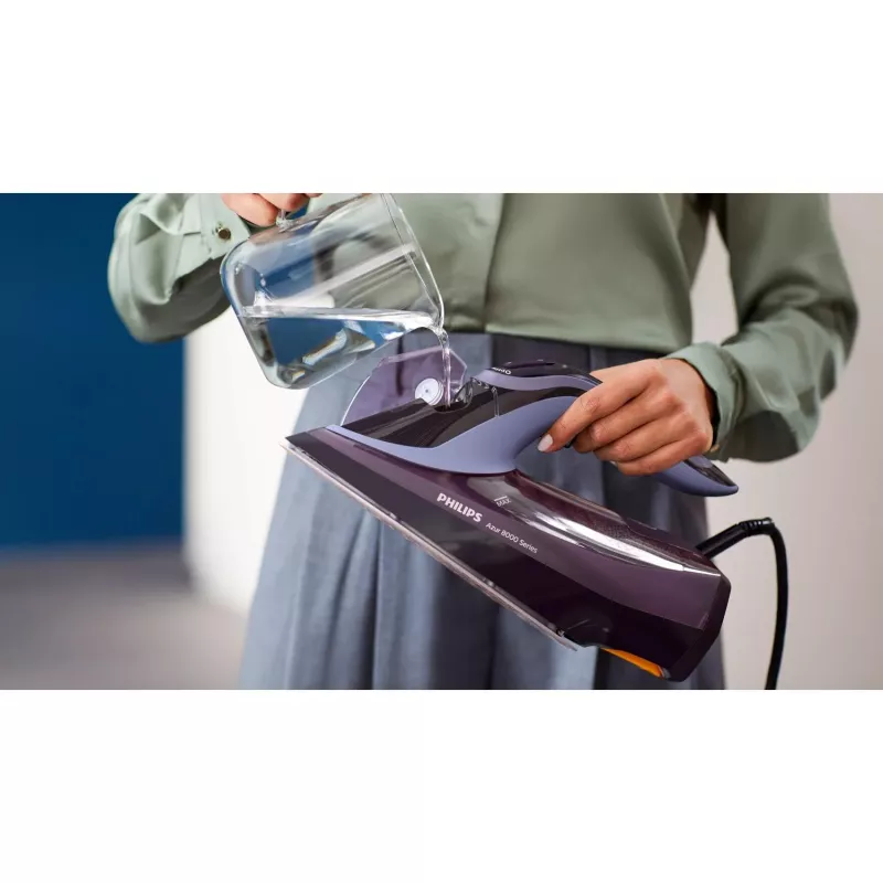 Philips 8000 Series DST8021/30 stoomstrijkijzer SteamGlide Elite-zoolplaat 3000 W violet