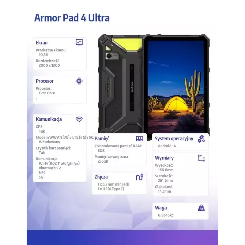 Tablet UleFone Armor Pad 4 Ultra 25,9 cm (10,36 inch) MediaTek 8 GB 256 GB Android