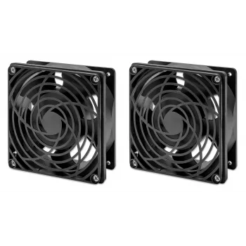 Intellinet 2-ventilator-ventilatie-eenheid voor 19 inch wandbehuizing, dakmontage, 1,8 m netsnoer met EU CEE 7/7-stekker, formaat 120 x 120 mm, aardingsset inbegrepen, zwart
