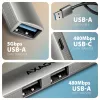 USB-hub AXAGON HUE-STA — 4-poorts aluminium strip, 1× USB-A 5 Gbit/s + 2× USB-A & 1× USB-C 480 Mbit/s, USB-A-host, grijs