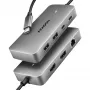 Axagon HMC-CUB83X2 USB 10Gbps-hub, 2x USB-A, USB-C, HDMI & DP 4K/144Hz, RJ-45, PD 100W