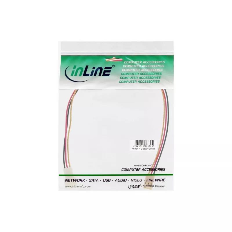InLine ventilator kabelverlenging 3-polig Molex stekker/bus lengte 1m
