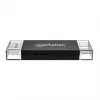 Manhattan USB-A / USB-C combi multi-kaartlezer/-schrijver, 5 Gbit/s (USB 3.2 Gen1 alias USB 3.0), stekker naar microSD- en SD/MMC-slots, mini-formaat, SuperSpeed USB, Windows of Mac, zwart/transparant, drie jaar garantie