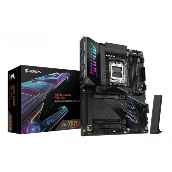 GIGABYTE X870E AORUS PRO X3D ATX-moederbord – AMD socket AM5, 18+2+2 VRM, DDR5 tot 9000 MHz (OC), 2×PCIe5 + 2×PCIe4, Wi‑Fi 7, 5GbE, USB4