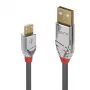 Lindy 1m USB 2.0 Type-A naar Micro-B kabel, Cromo Line, 1 m, USB A, Micro-USB B, USB 2.0, 0,48 Gbit/s, grijs