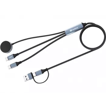 Sandberg 3in1 Travel Charge kabel 100W, 1,2 m, USB A/USB C, zwart