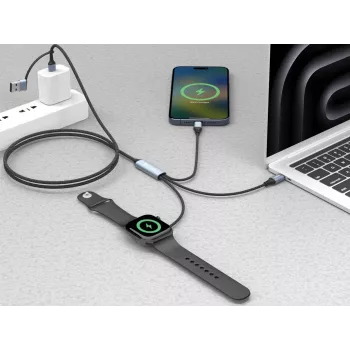 Sandberg 3in1 Travel Charge kabel 100W, 1,2 m, USB A/USB C, zwart