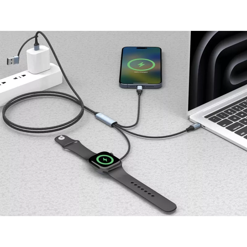 Sandberg 3in1 Travel Charge kabel 100W, 1,2 m, USB A/USB C, zwart