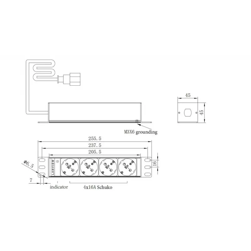 Rack-PDU Lanview LVR-2MSCH-SCH-C13-4 – Lanview stroomverdeeleenheid model LVR-2MSCH-SCH-C13-4