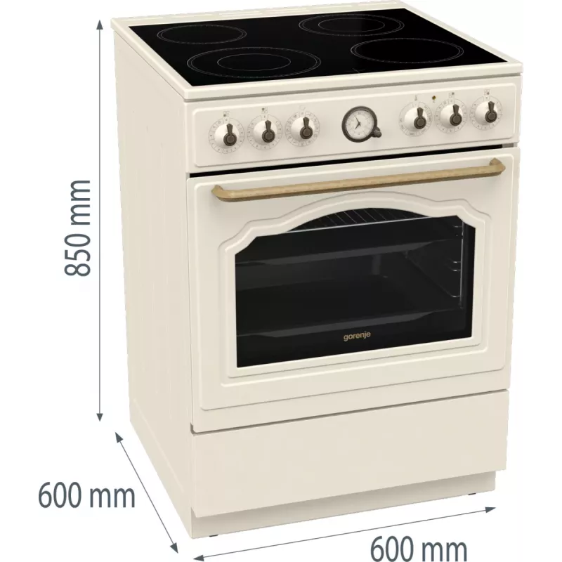 Gorenje GECS6B70CLI vrijstaand fornuis glaskeramische kookplaat beige