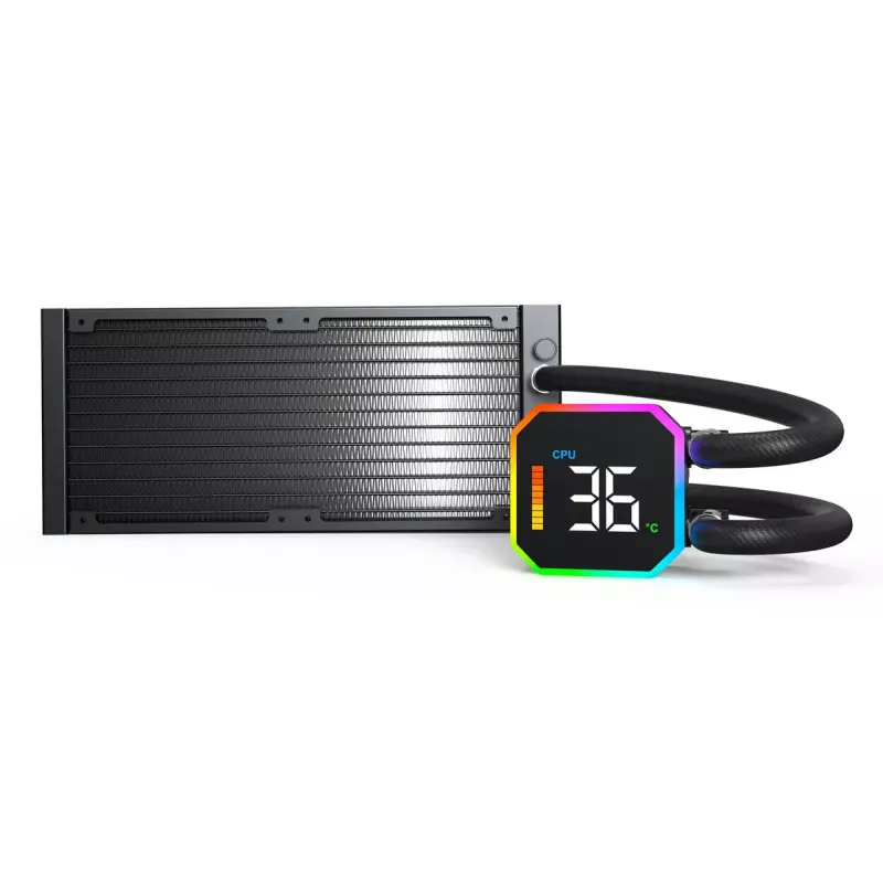 Montech HyperFlow Digital 240 processor all-in-one vloeistofkoeler 12 cm zwart 1 st.