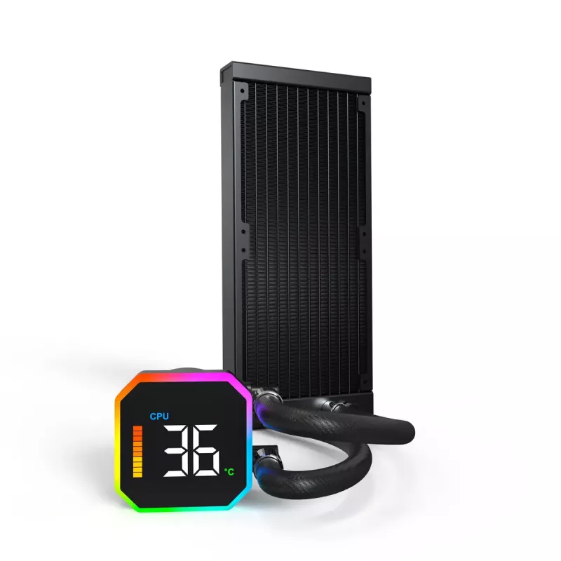 Montech HyperFlow Digital 240 processor all-in-one vloeistofkoeler 12 cm zwart 1 st.