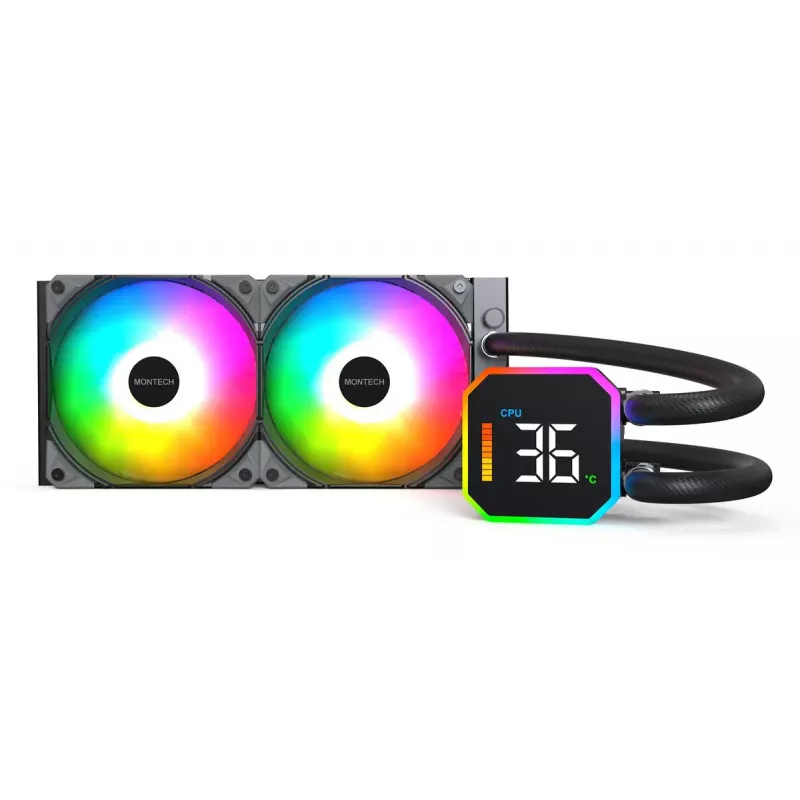 Montech HyperFlow Digital 240 processor all-in-one vloeistofkoeler 12 cm zwart 1 st.