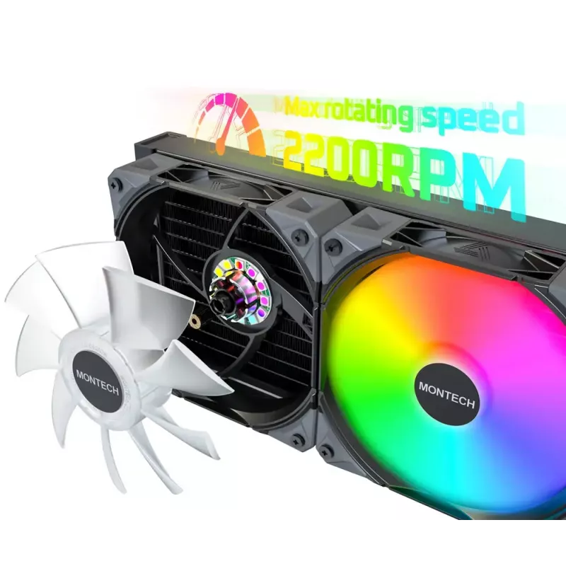 Montech HyperFlow Digital 240 processor all-in-one vloeistofkoeler 12 cm zwart 1 st.