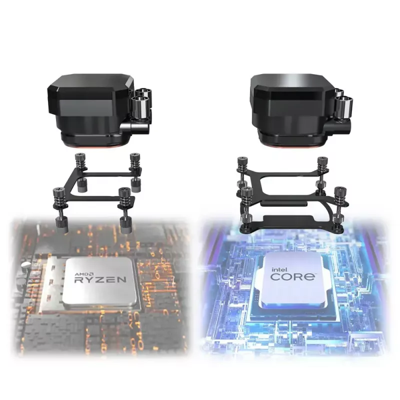 Montech HyperFlow Digital 240 processor all-in-one vloeistofkoeler 12 cm zwart 1 st.