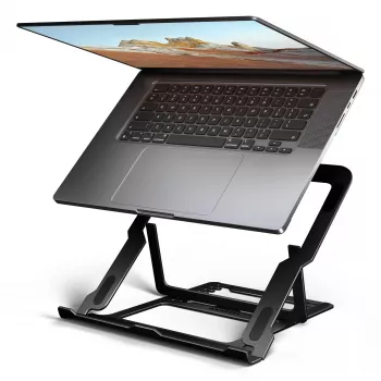 Axagon STND-LAB aluminium laptophouder maat 10 inch–17,3 inch. Achtvoudig verstelbare hoogte en hoek. Zwarte versie.
