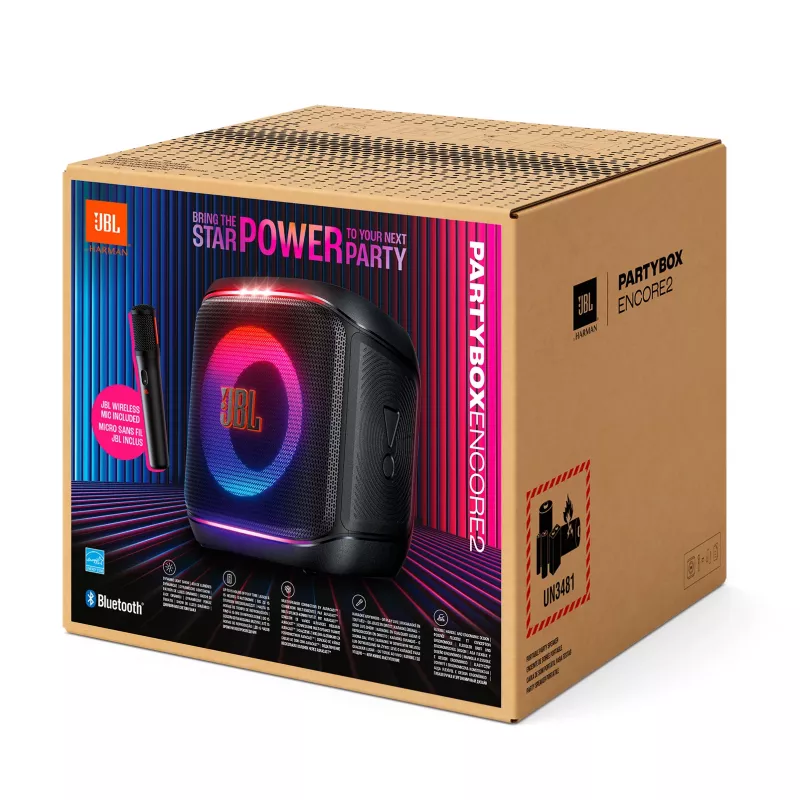 Mono draagbare luidspreker JBL Encore 2 mono zwart — 100 W, spatwaterdicht, Bluetooth & kabel