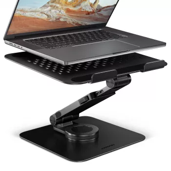 Laptopstandaard AXAGON STND-LRB — aluminium, 360°-draaiing, voor 10 inch–17,3 inch, instelbare hoogte tot 26 cm, helling 0–180°, zwart