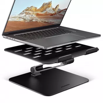 Laptop- & tabletstandaard AXAGON STND-LQB voor 10 inch–17,3 inch, aluminium, zwart, hoogteverstelbaar 0–20,5 cm en kantelbaar 0–180°
