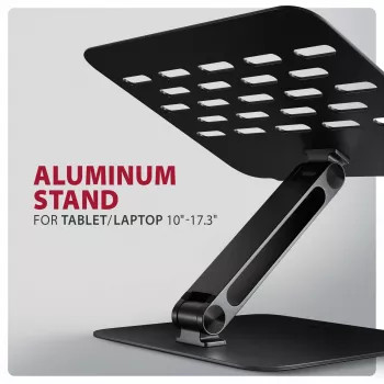 Laptop- & tabletstandaard AXAGON STND-LQB voor 10 inch–17,3 inch, aluminium, zwart, hoogteverstelbaar 0–20,5 cm en kantelbaar 0–180°