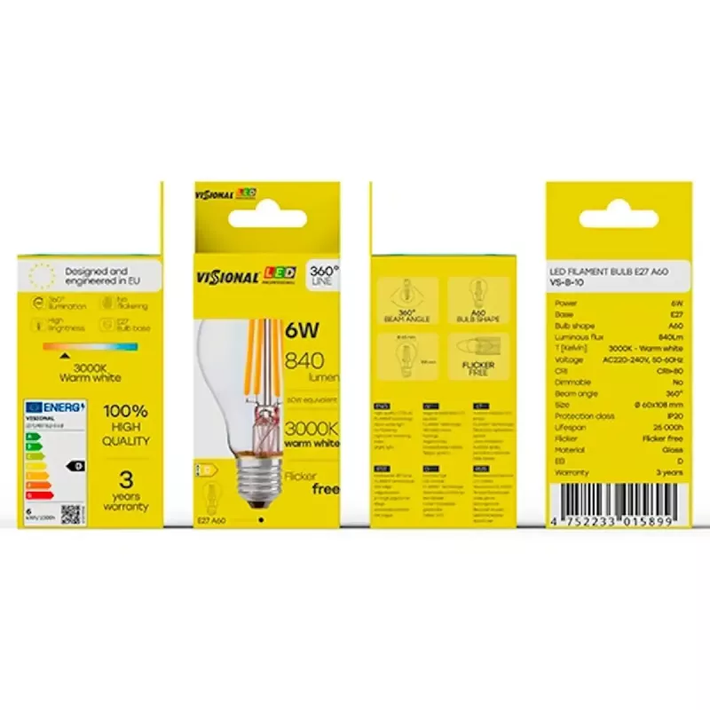 VISIONAL VS-B-10 LED-lamp, 6 W, 840 lm, 3000 K