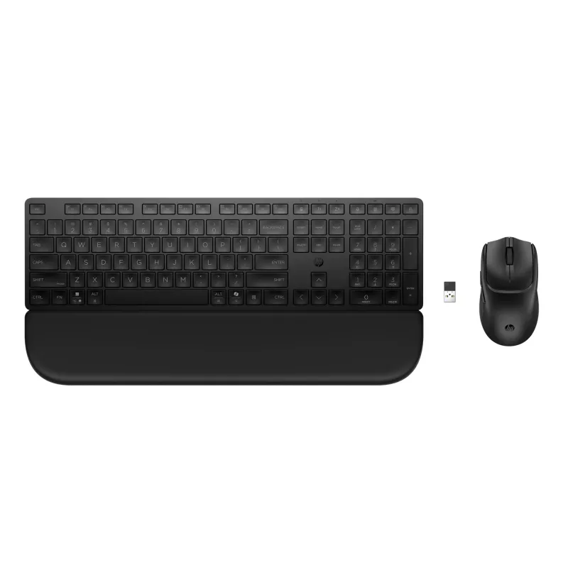 Toetsenbord- en muisset HP Multi-Device USB/Bluetooth PR585C met polssteun, zwart, muis inbegrepen