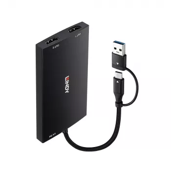 Lindy 43430 Videokabel-adapter 0,11 m USB Type-C 2 x HDMI zwart