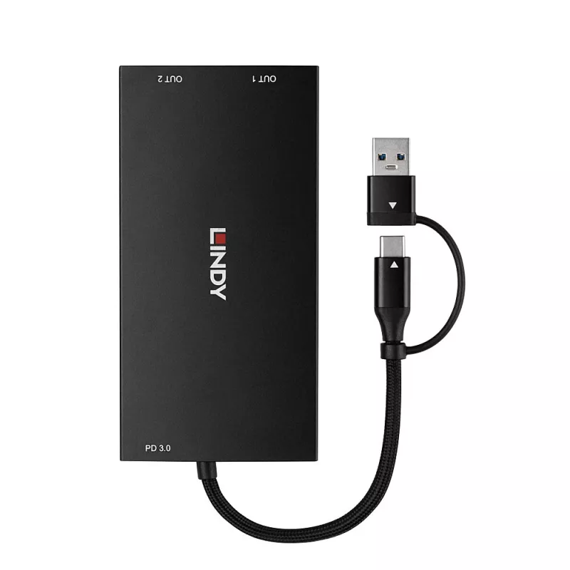 Lindy 43430 Videokabel-adapter 0,11 m USB Type-C 2 x HDMI zwart